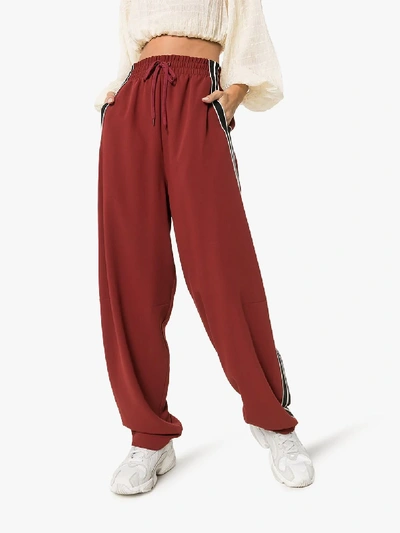 Shop See By Chloé Side Stripe Wide Leg Track Pants In Red