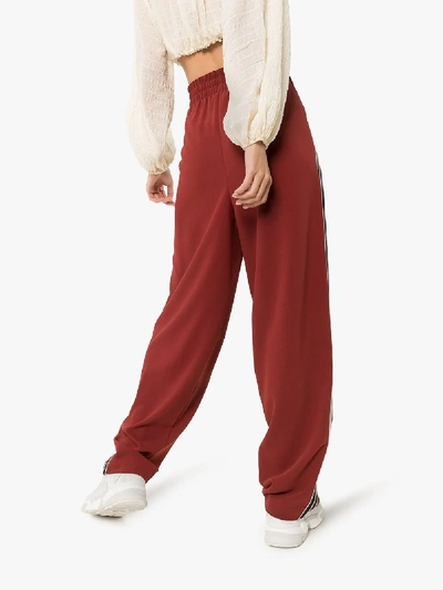 Shop See By Chloé Side Stripe Wide Leg Track Pants In Red
