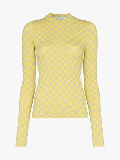 Shop Off-white Check Print Top In Yellow