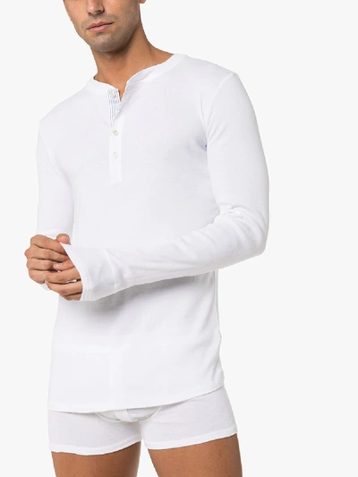 Shop Schiesser Karl-heinz Long Sleeve T-shirt - Men's - Cotton In White