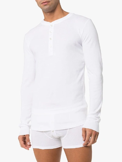 Shop Schiesser Karl-heinz Long Sleeve T-shirt - Men's - Cotton In White