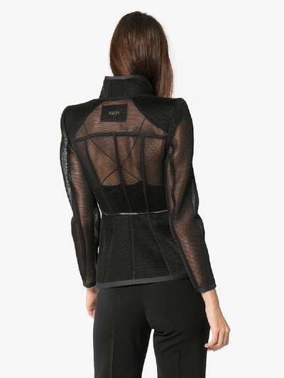 Shop Fendi Fitted Micromesh Jacket In Black