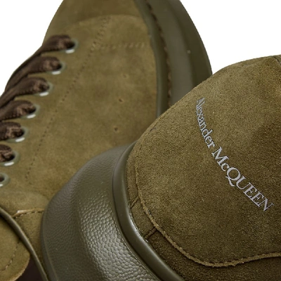 Shop Alexander Mcqueen Tonal Suede Wedge Sole Sneaker In Green