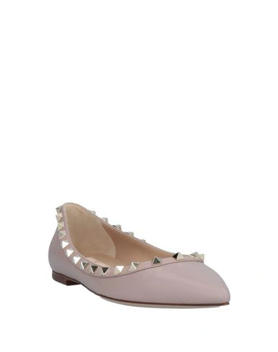 Shop Valentino Ballet Flats In Dove Grey