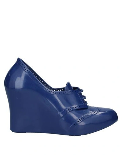 Shop Melissa Woman Lace-up Shoes Midnight Blue Size 7 Rubber