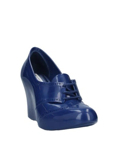 Shop Melissa Woman Lace-up Shoes Midnight Blue Size 7 Rubber