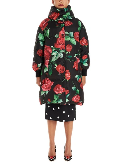 Shop Dolce & Gabbana Rose Printed Down Jacket In Multi