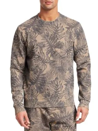 Shop Saks Fifth Avenue Modern Tropical Print Sweatshirt In Tan