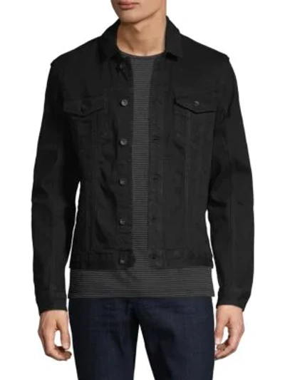 Shop John Varvatos Spread Collar Denim Jacket In Black