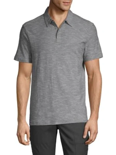 Shop John Varvatos Heathered Short-sleeve Cotton Polo In Mercury Grey