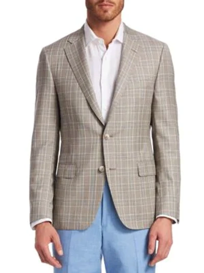 Shop Saks Fifth Avenue Collection By Samuelsohn Prince Of Wales Plaid Wool Sportcoat In Brown