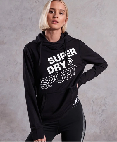 Shop Superdry Women's Core Graphic Hoodie Black Size: 4