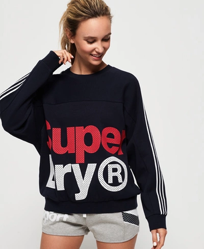 Shop Superdry Athletico Crop Crew Sweatshirt In Navy