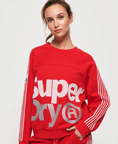 Shop Superdry Athletico Crop Crew Sweatshirt In Red