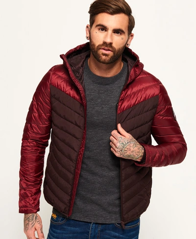 Shop Superdry Chevron Colour Block Down Jacket In Red