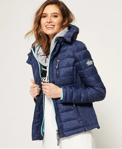 Shop Superdry Fuji Slim Double Zip Hooded Jacket In Blue