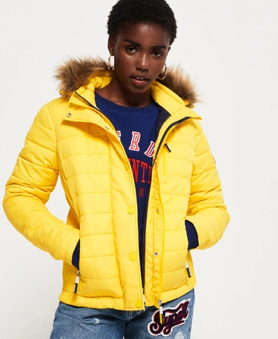 Shop Superdry Fuji Slim Double Zip Hooded Jacket In Yellow