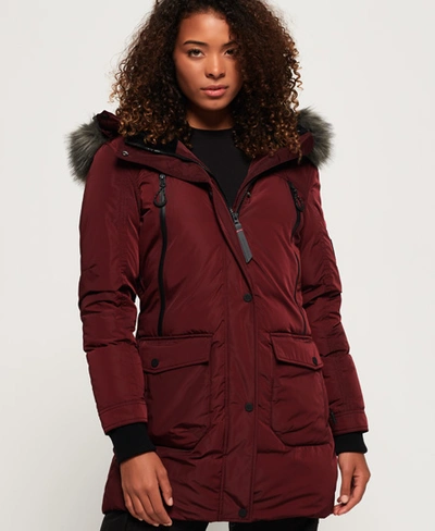 Shop Superdry Antarctic Explorer Down Parka Jacket In Red