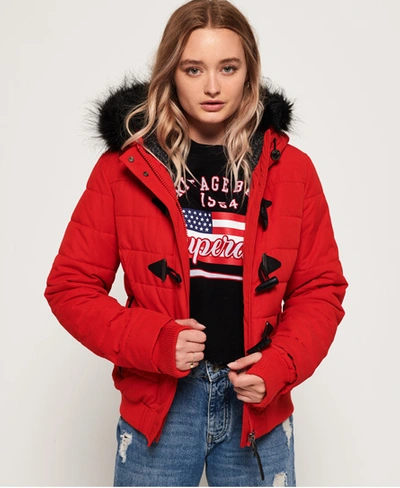 Shop Superdry Microfibre Toggle Puffer Jacket In Red