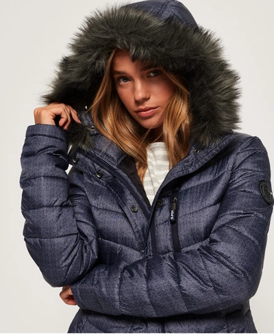 Superdry Chevron Faux Fur Super Fuji Jacket In Grey | ModeSens