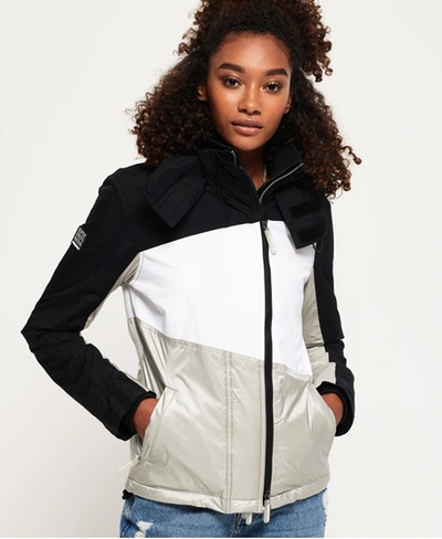 Shop Superdry Arctic Hooded Splice Sd-windcheater Jacket In Black
