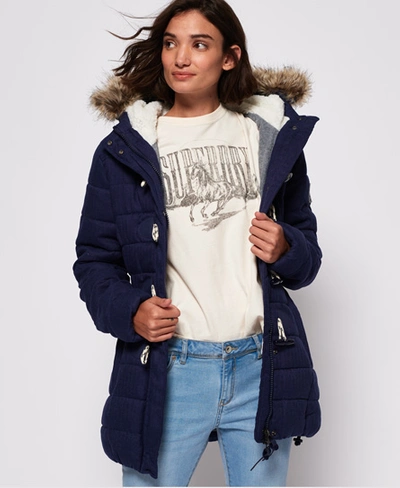 Shop Superdry Tall Marl Toggle Puffle Jacket In Navy