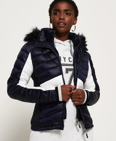 Superdry Women's Offshore Luxe Chevron Fuji Jacket Navy / Luxe Navy/optic -  Size: 12 | ModeSens