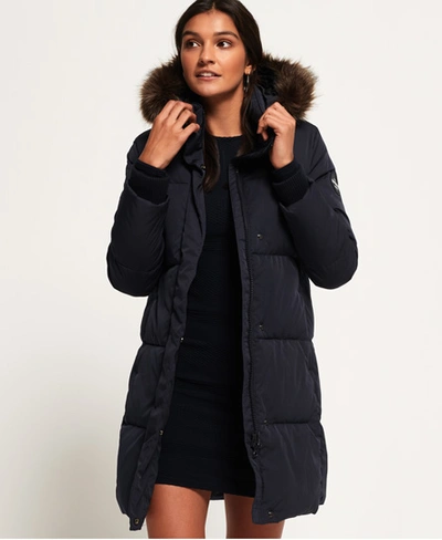 Shop Superdry Cocoon Parka Jacket In Navy