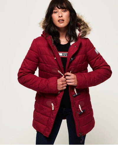 Superdry Tall Marl Toggle Puffle Jacket In Red | ModeSens