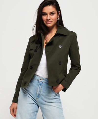 Superdry Cropped Azure Trench Coat In Green | ModeSens