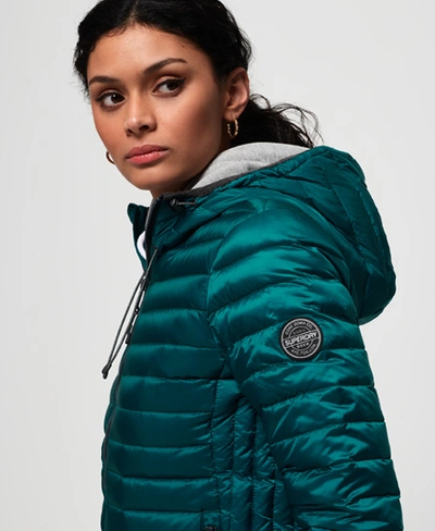 Superdry Core Down Hooded Jacket In Turquoise | ModeSens