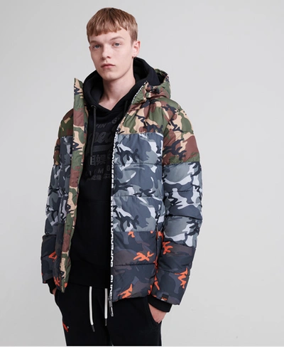 Shop Superdry Camo Mix Sports Puffer Jacket In Black