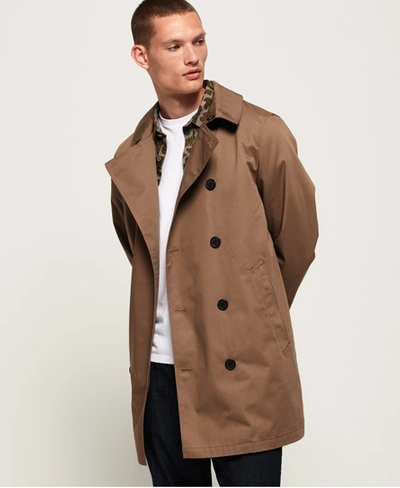 Shop Superdry Edit Double Breasted Mac Jacket In Brown