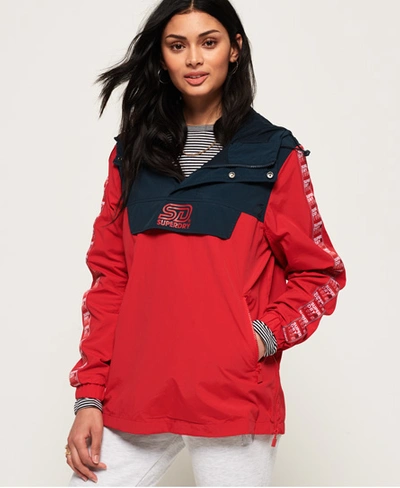 Shop Superdry 90's Colour Block Overhead Jacket In Red