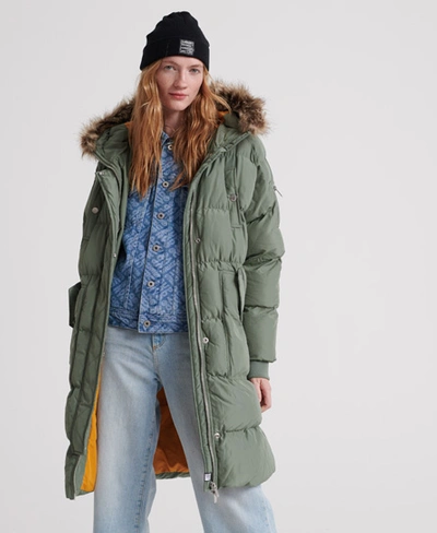 Superdry Luxe Longline Puffer Jacket In Green | ModeSens