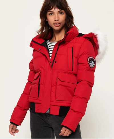 Shop Superdry Everest Ella Bomber Jacket In Red