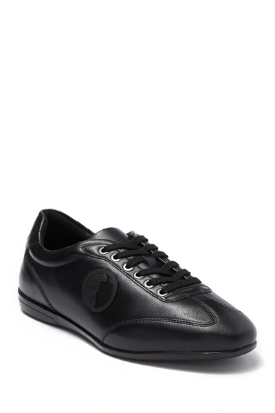 Shop Versace Nappa Leather Lace Up Sneaker In Nero/nikel Antico