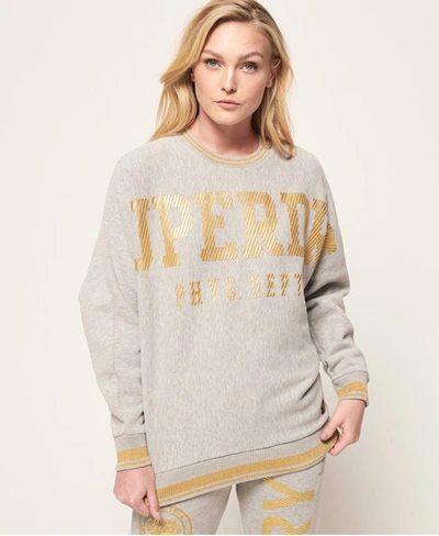 Shop Superdry Ace Metallic Sweatshirt In Grey
