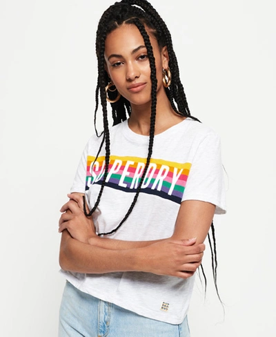 Shop Superdry Rainbow Graphic T-shirt In Light Grey