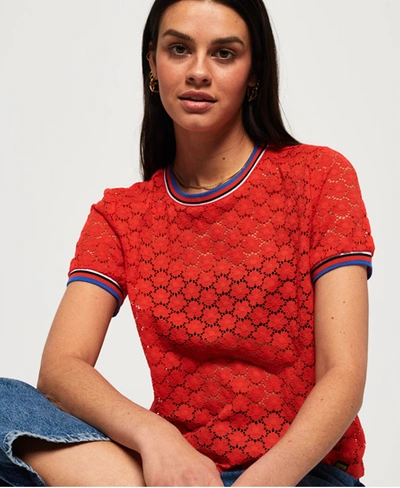 Shop Superdry Ayesha Lace T-shirt In Red