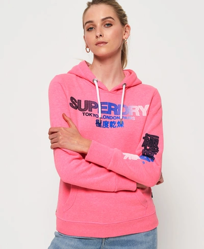 Shop Superdry City Nights Ombre Puff Hoodie In Pink