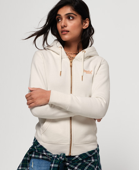 superdry orange label zip hoodie