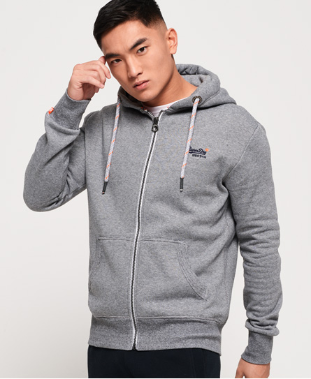 superdry orange label zip hoodie grey