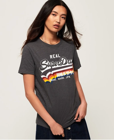 Shop Superdry Vintage Logo Rainbow Shadow T-shirt In Light Grey