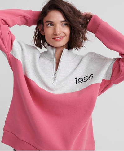 Shop Superdry Ana Half Zip Sweatshirt In Pink