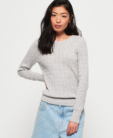 Superdry Croyde Cable Knit Jumper In Light Grey | ModeSens