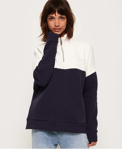 Shop Superdry Ana Half Zip Sweatshirt In Navy