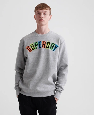 Shop Superdry New House Rules Applique Crew Sweatshirt In Grey