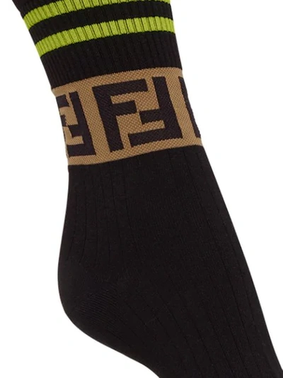 Shop Fendi Ff Logo Socks In F0300-black3