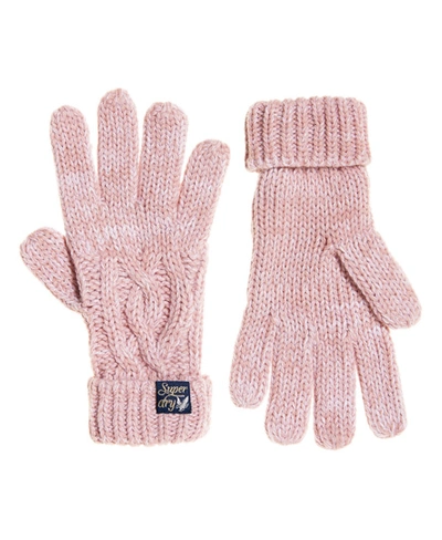 Shop Superdry Arizona Cable Gloves In Pink